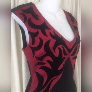 Mystic Burgandy & Black Sleeveless Bodycon Cocktail Dress Women's Size Medium